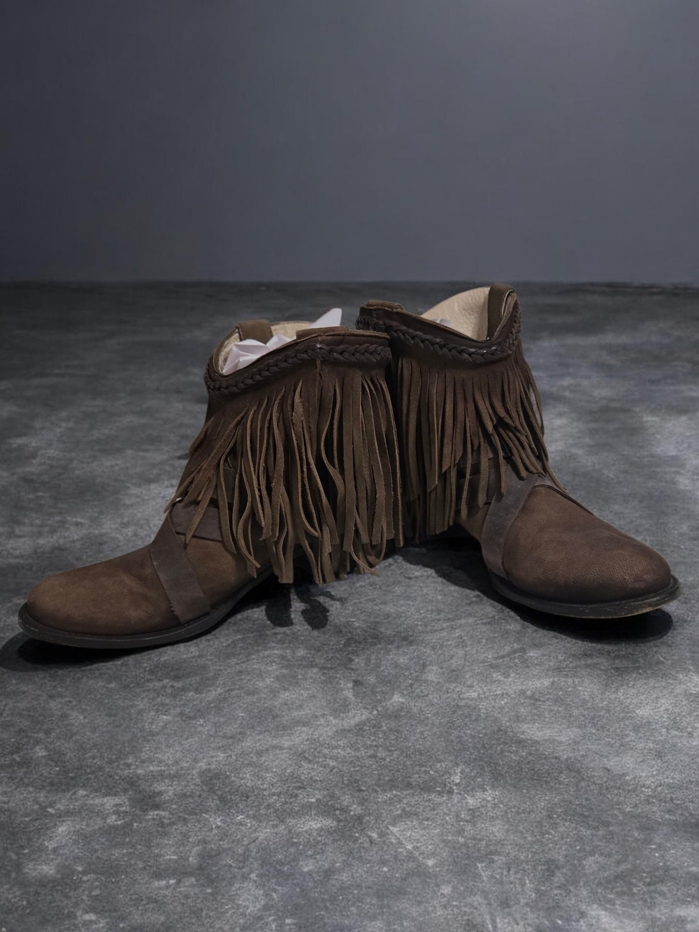 Freebird By Steven Dallas Brown Suede Fringe Ankle Boots size 8 EUC!